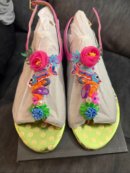 Betsey Johnson Shoes - Betsey Johnson Pink Multicolor Embellished Floral Fish Sandals